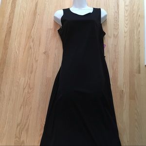 NWT long black dress by Ice. String tie at waist.